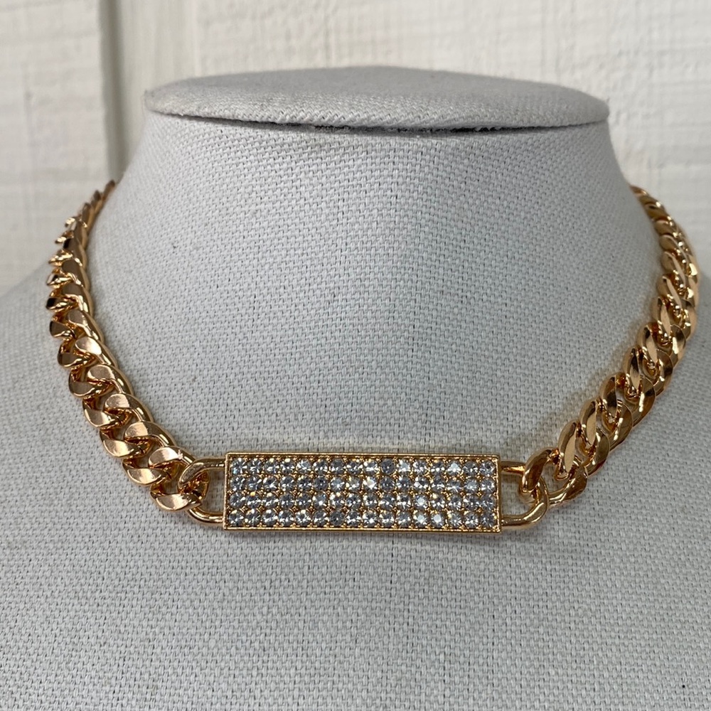 NWOT Crystal Bar style choker necklace